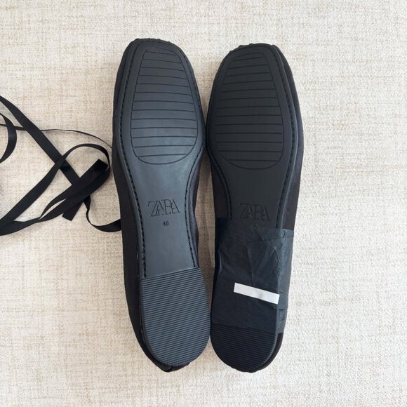 Zara Black Tied Ballet Flats size 9 - Picture 12 of 13